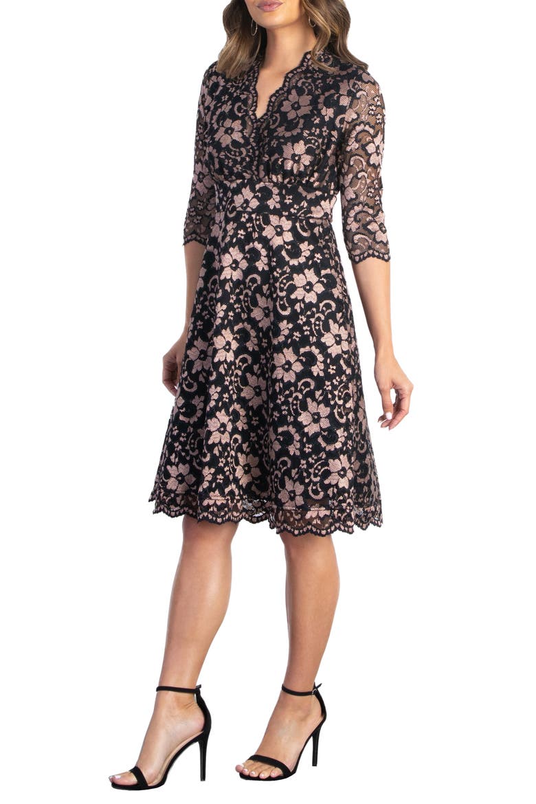 Mon Cherie Lace Cocktail Dress, Alternate, color, ROSE GOLD