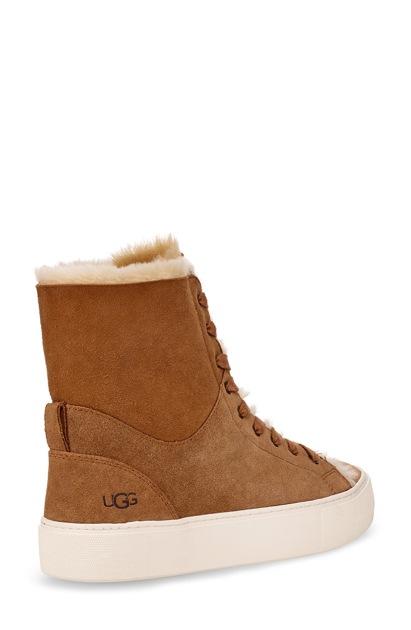 Beven Genuine Shearling High Top Sneaker, Alternate, color, CHESTNUT SUEDE