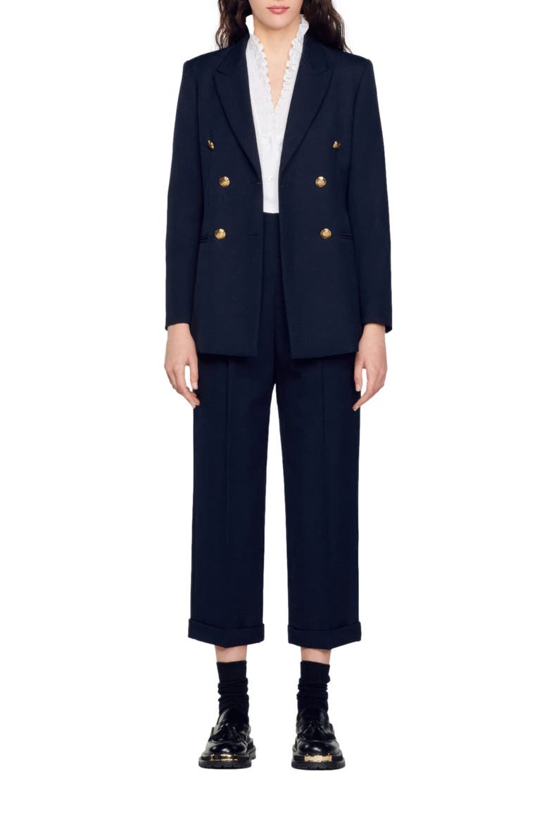 Double-breasted suit jacket, Alternate, color, NAVY BLUE