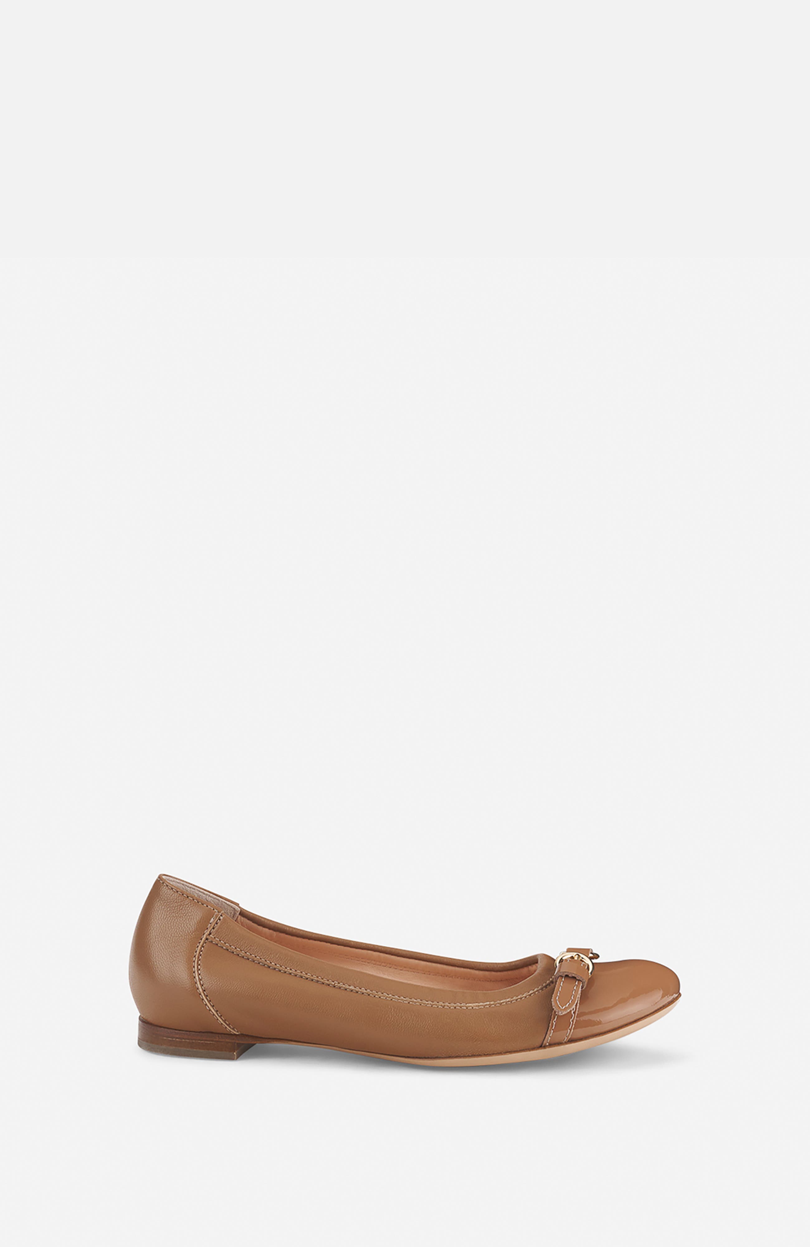 AGL Monika Cap Toe Ballet Flat, Main, color, Cocoa Nappa