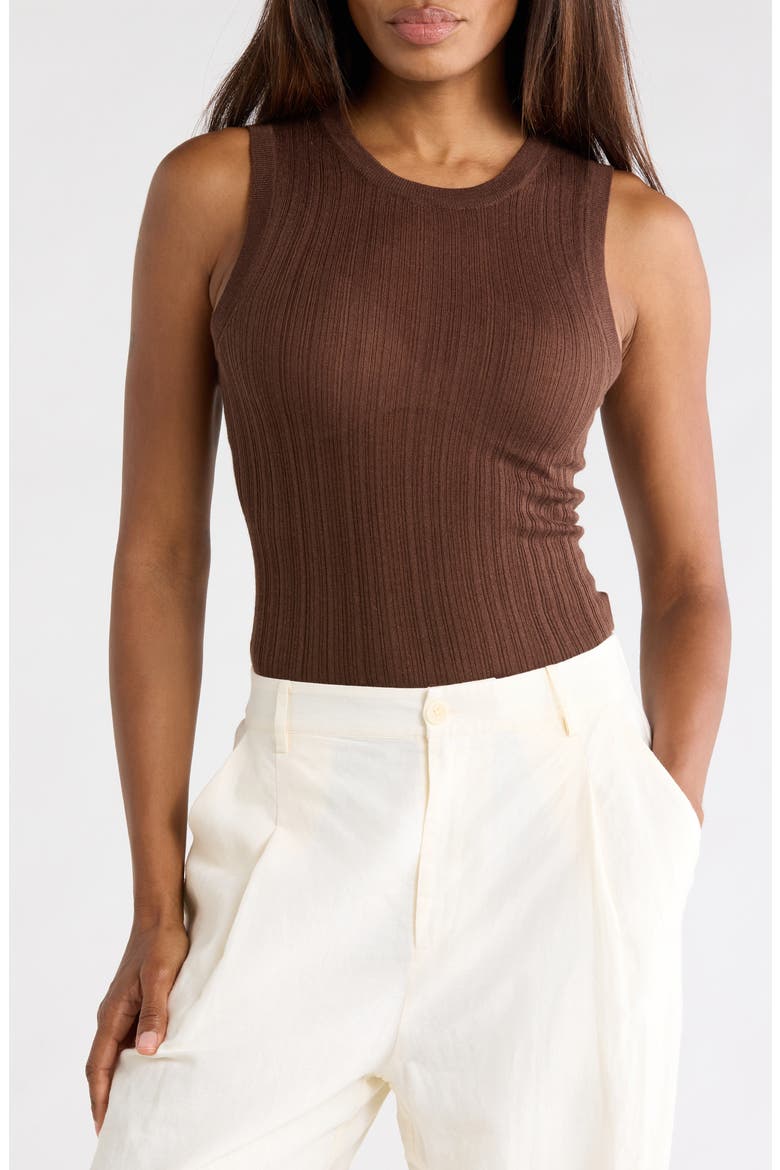 Doria Rib Knit Tank, Main, color, TRUFFLE