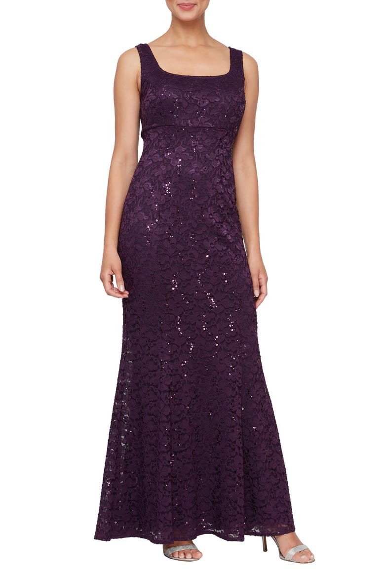 Sequin Lace A-Line Gown with Jacket, Alternate, color, EGG