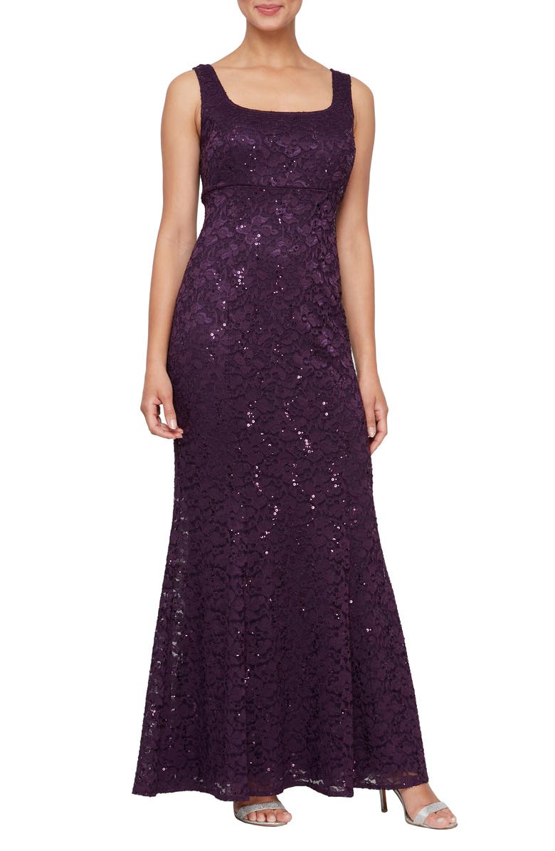 SL FASHIONS Sequin Lace A-Line Gown with Jacket, Alternate, color, Egg