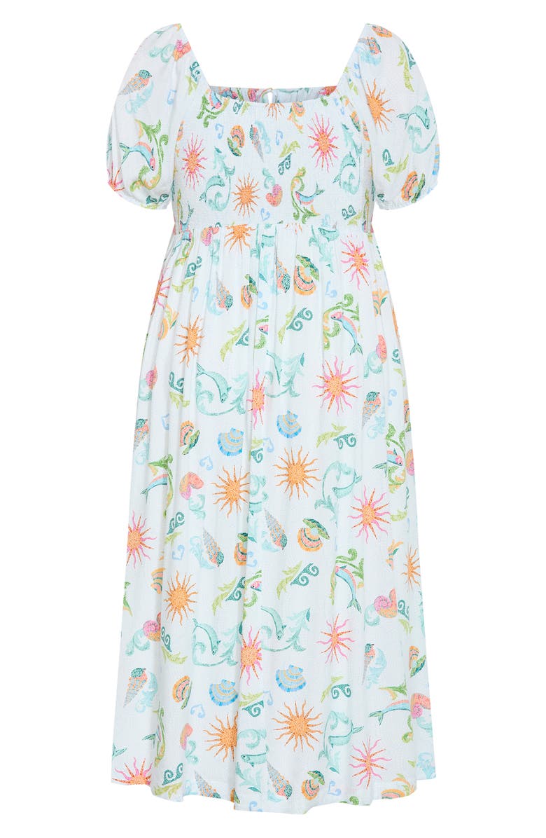 City Chic Abbie Ocean Print Sundress, Alternate, color, 