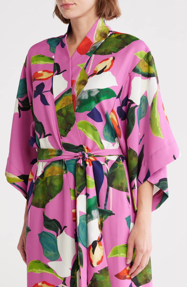 Natori Daido Charmeuse Robe, Alternate, color, Magenta