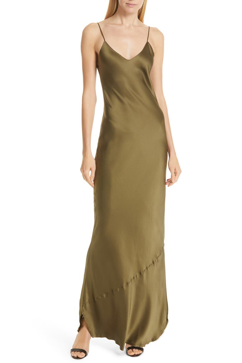 Silk Camisole Gown, Main, color, OLIVE