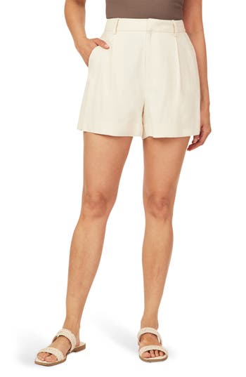 Scotch & Soda Pleated Front Washed Twill Shorts In Neutral