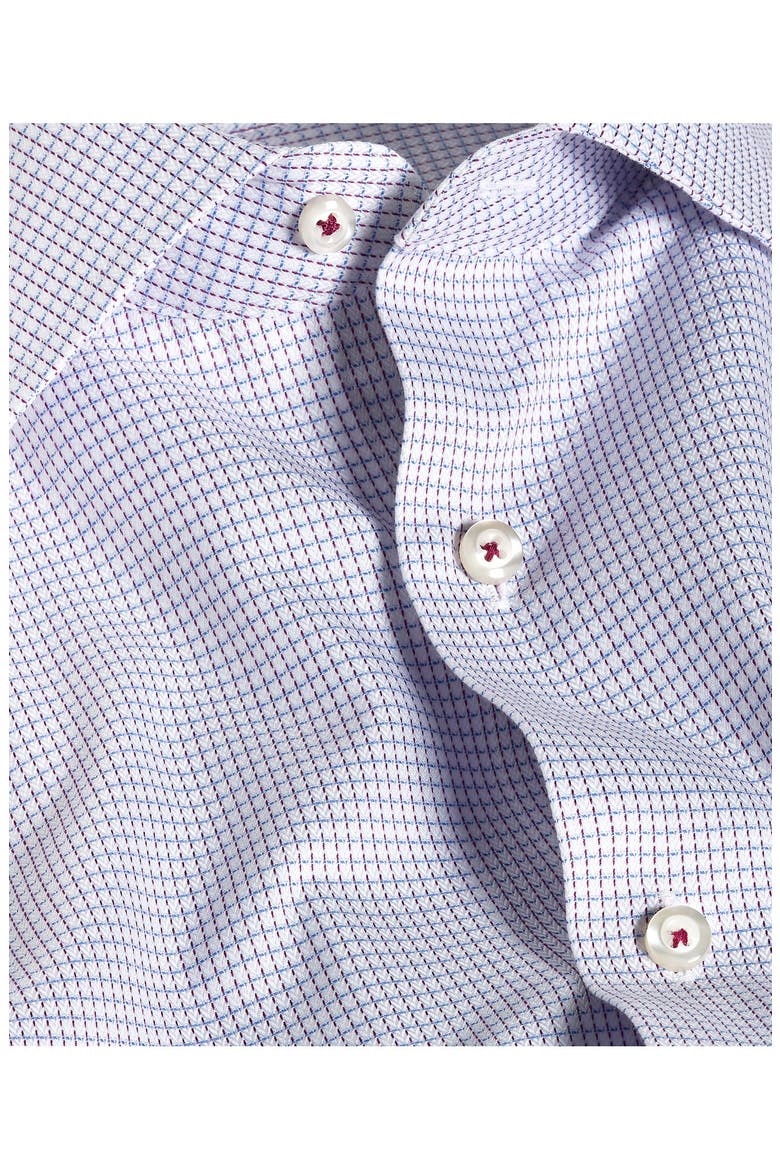 Trim Fit Microcheck Cotton Dress Shirt, Alternate, color, WHITE/ BERRY