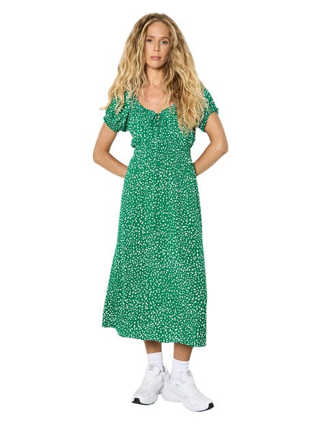 Milkmaid Midi Spot Printed Dress