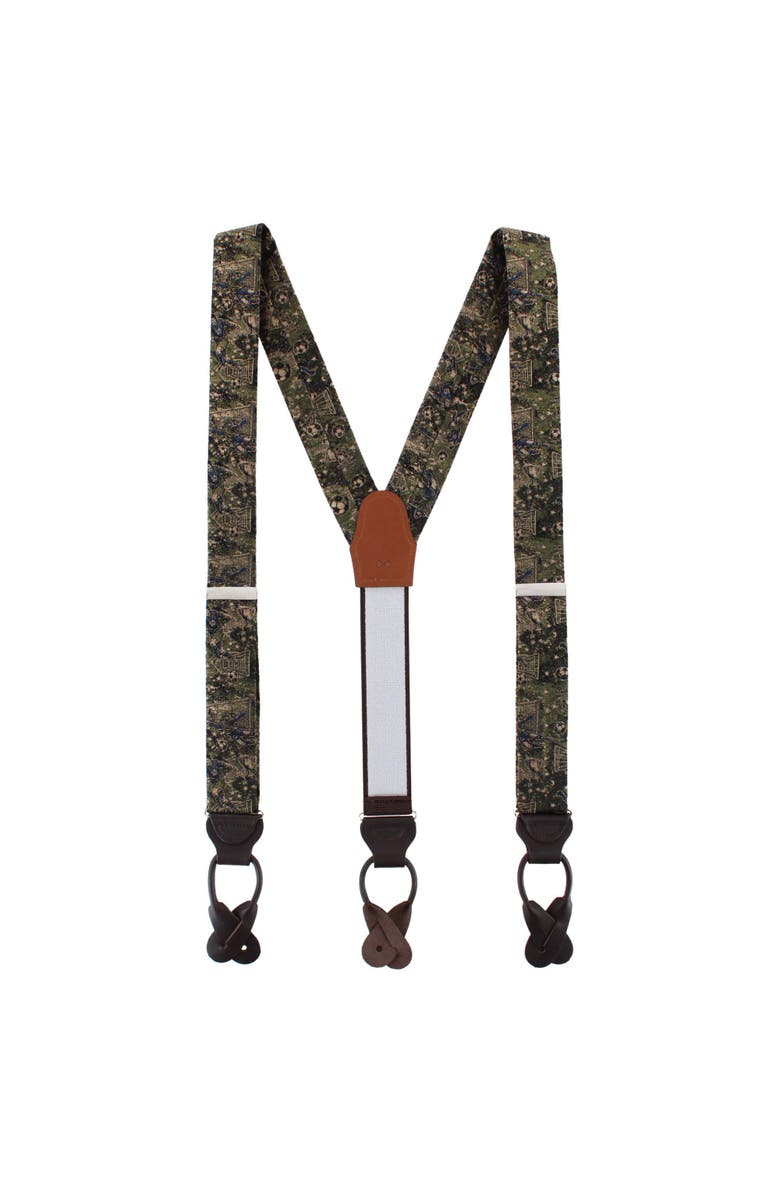 Trafalgar World's Champion Goal Soccer Novelety Button End Suspenders, Alternate, color, Green