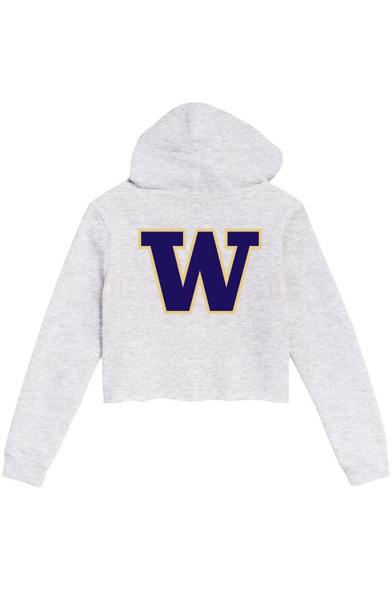 Women's League Collegiate Wear Ash Washington Huskies 2-Hit 1636 Cropped Pullover Hoodie, Alternate, color, Ash