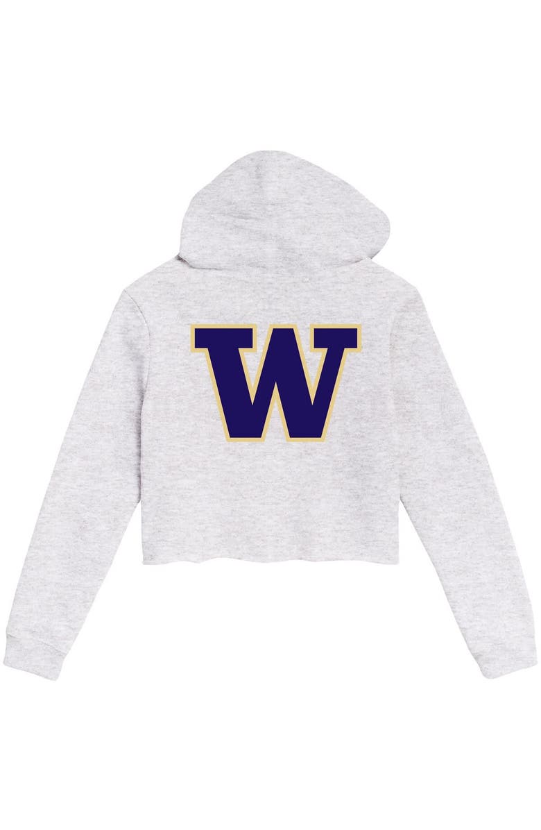 LEAGUE COLLEGIATE WEAR Women's League Collegiate Wear Ash Washington Huskies 2-Hit 1636 Cropped Pullover Hoodie, Alternate, color, Ash