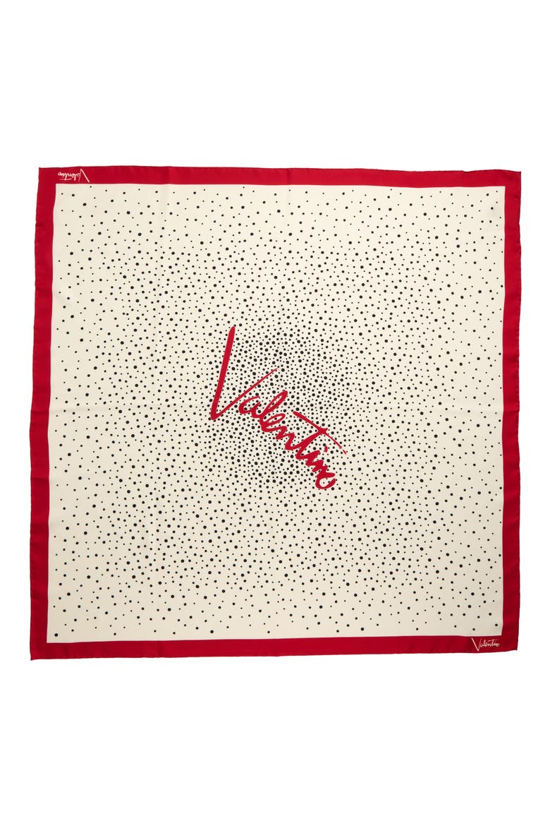 Little Stars Print Silk Scarf, Alternate, color, VANILLA