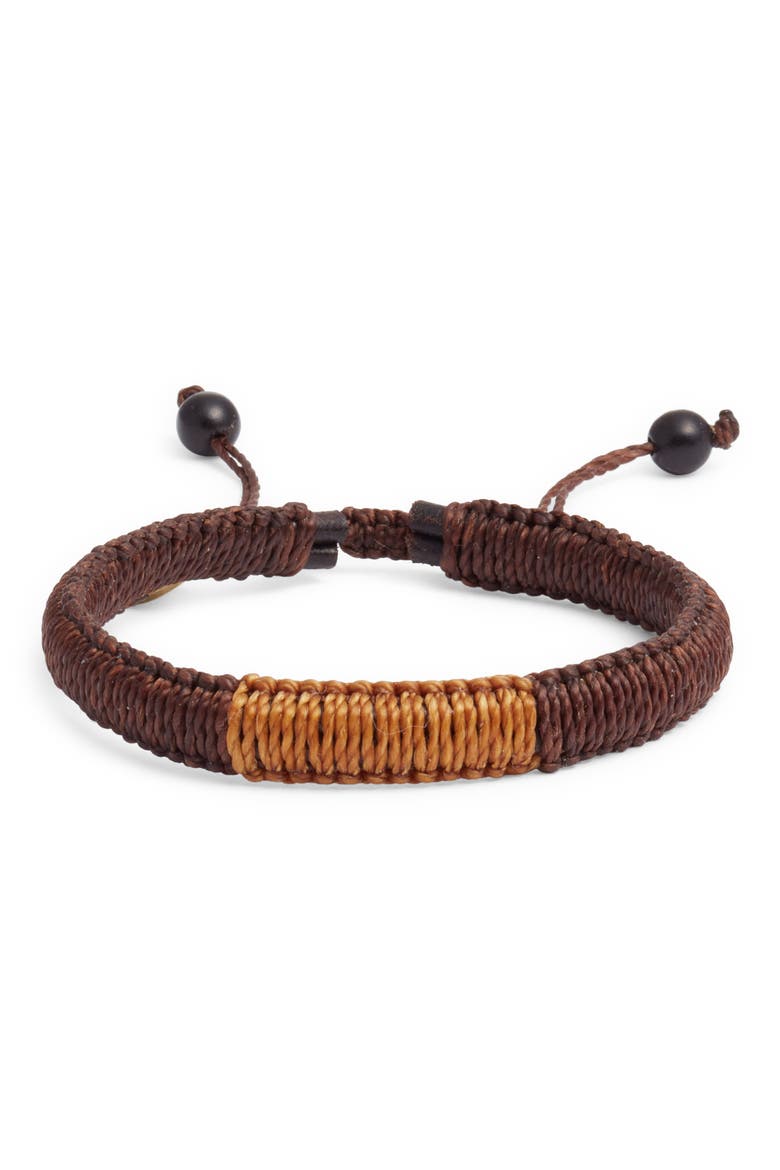 Men's Macramé Colorblock Slide Bracelet, Main, color, BROWN COMBO