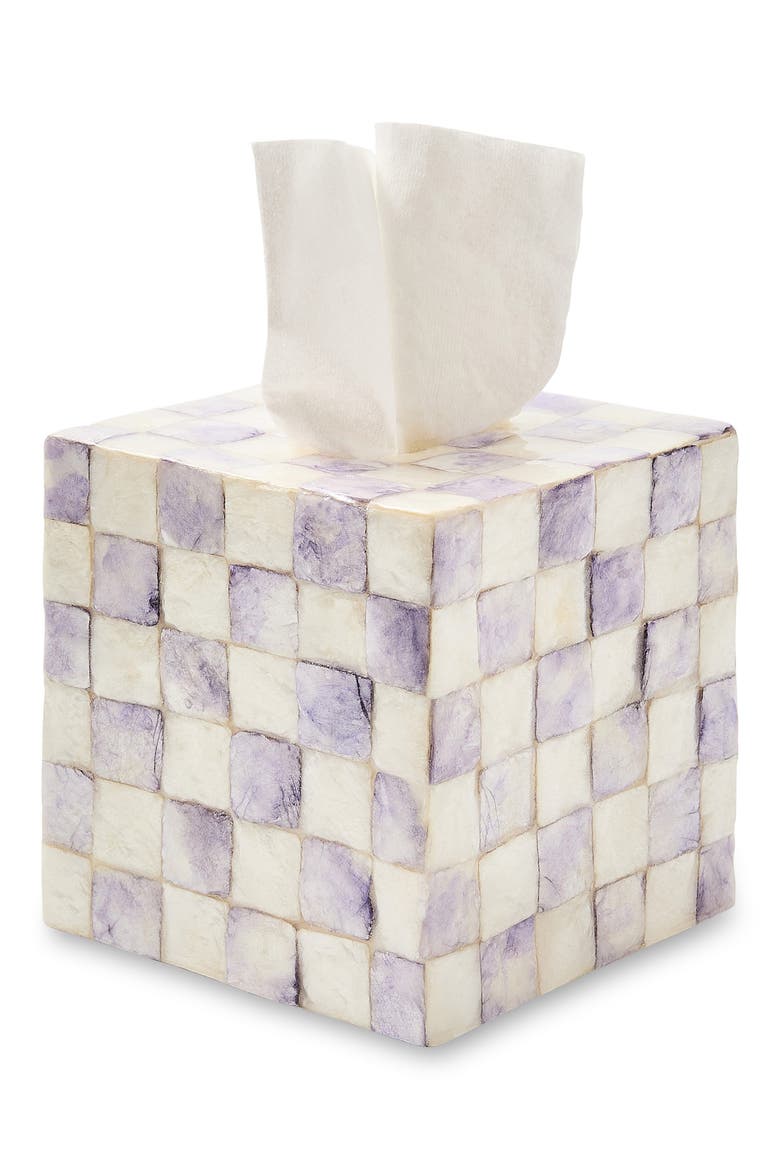 Violet Check Boutique Tissue Box Cover, Alternate, color, VIOLET
