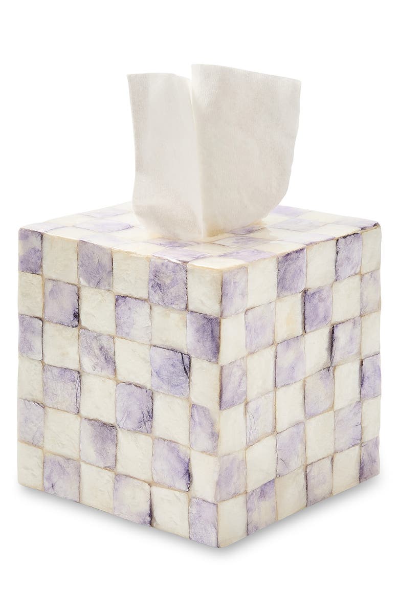 MACKENZIE CHILDS Violet Check Boutique Tissue Box Cover, Alternate, color, Violet