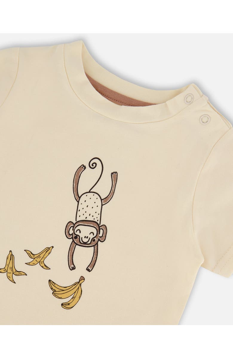 Deux par Deux Baby Boy's Printed Organic Cotton Top And Short Set Yellow Bananas And Off-White, Alternate, color, 