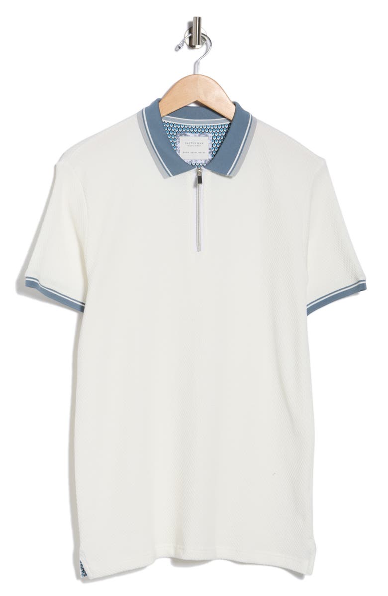 Cactus Man Zip Short Sleeve Polo, Alternate, color, Off White