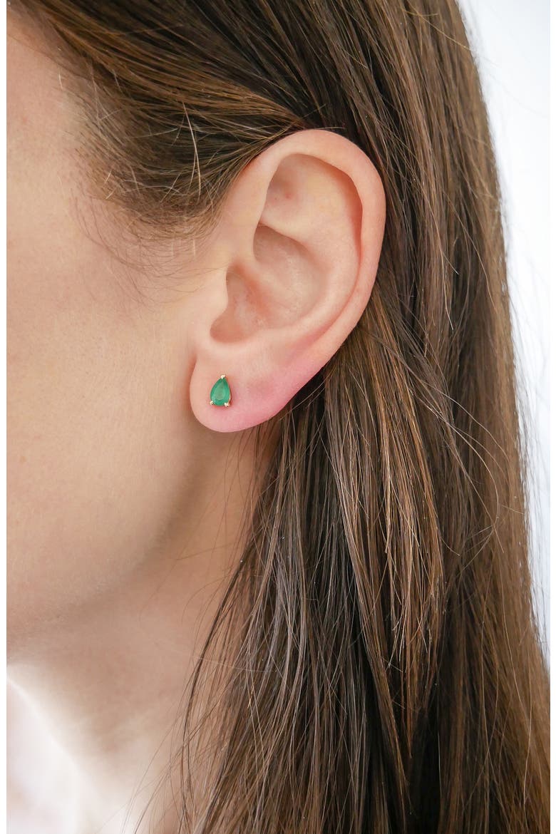 Emerald Pear Stud Earrings, Alternate, color, GOLD
