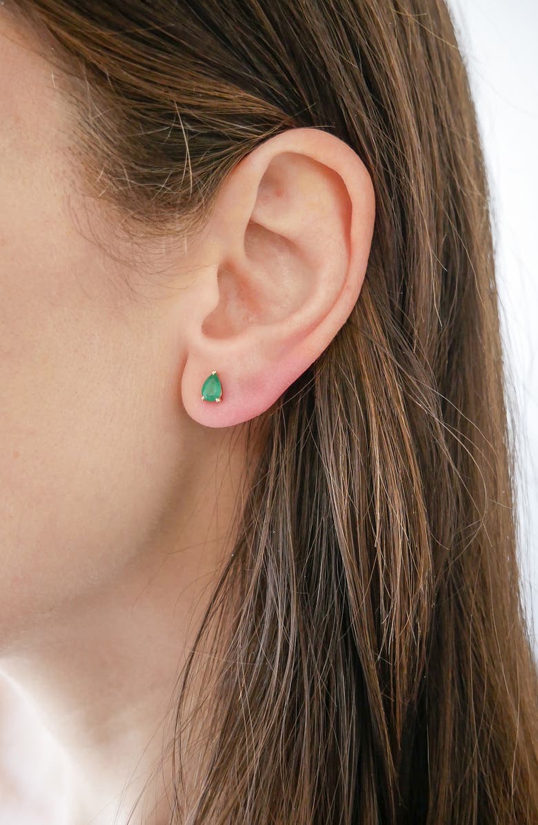 EF Collection Emerald Pear Stud Earrings, Alternate, color, Gold