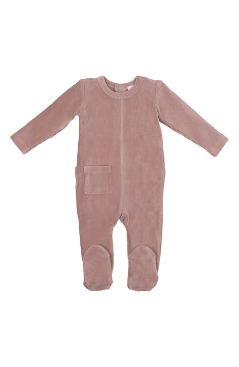 Rib Velour Cotton Blend Footie (Baby)