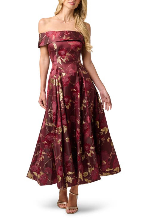 Off the Shoulder Fit & Flare Cocktail Dress
