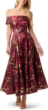 Adrianna Papell Off the Shoulder Fit & Flare Cocktail Dress