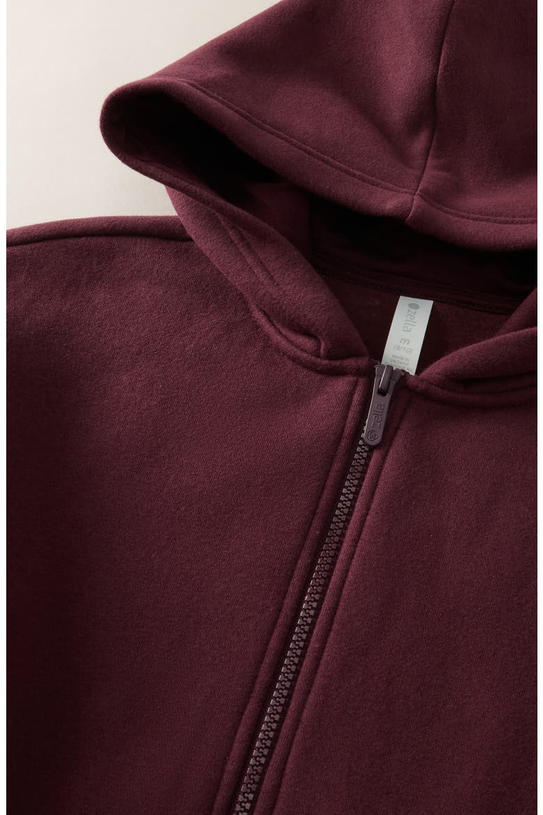 Kids' Cozy Fleece Full Zip Hoodie, Alternate, color, BURGUNDY STEM