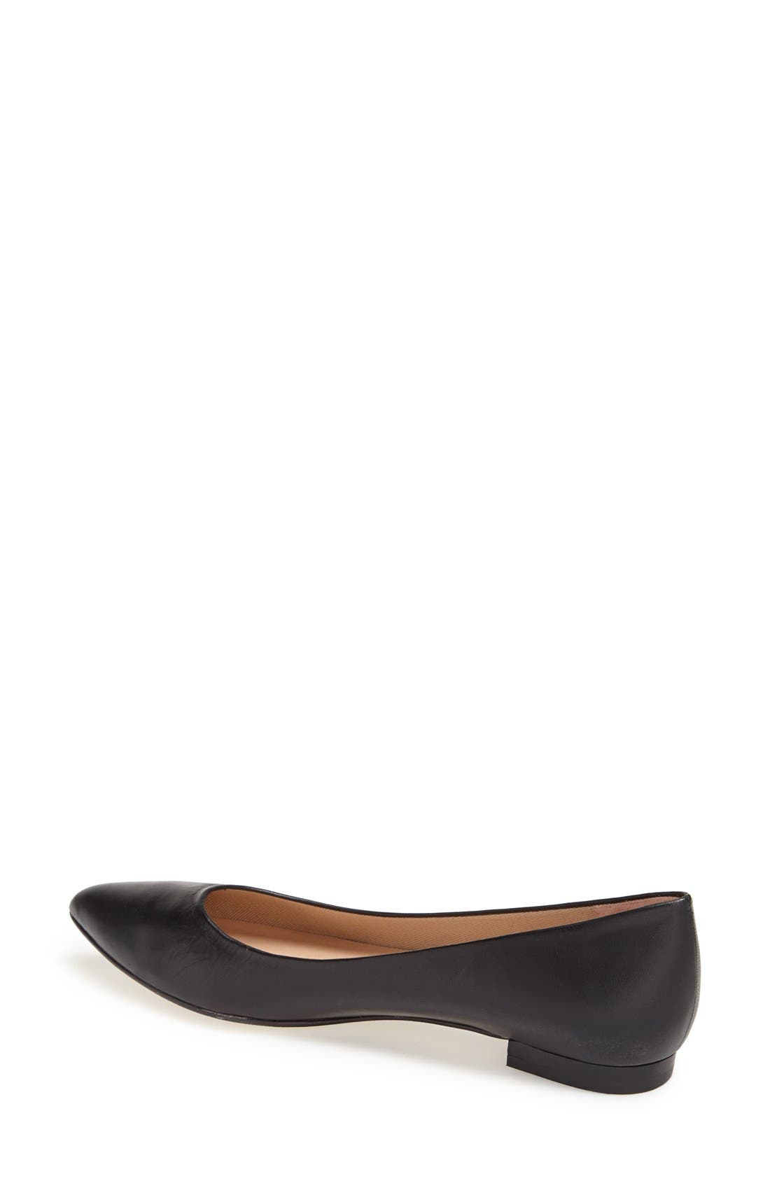 'Nevi' Pointy Toe Flat, Alternate, color, BLACK NAPPA