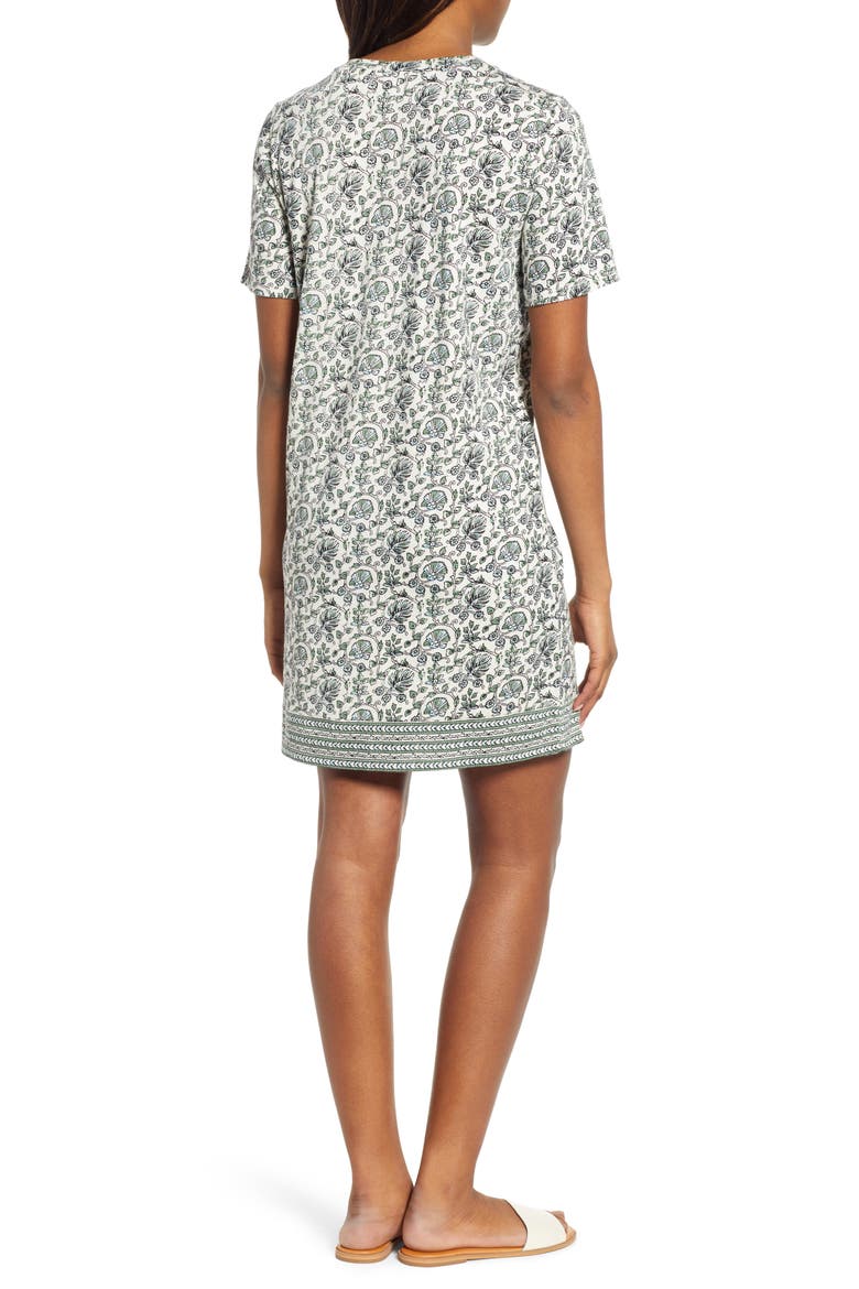 Woodblock T-Shirt Dress, Alternate, color, GREEN MULTI