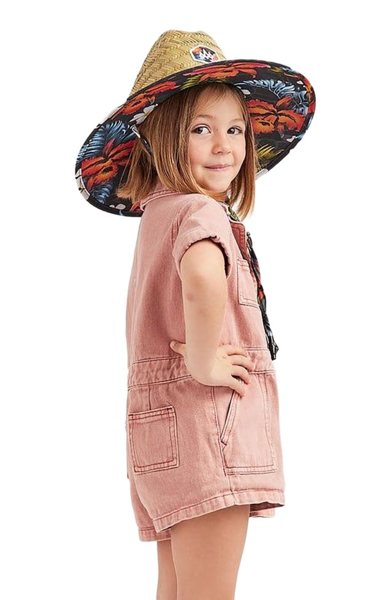 Hemlock Duke Little Kids Straw Lifeguard Hat, Alternate, color, Hawaiian Floral