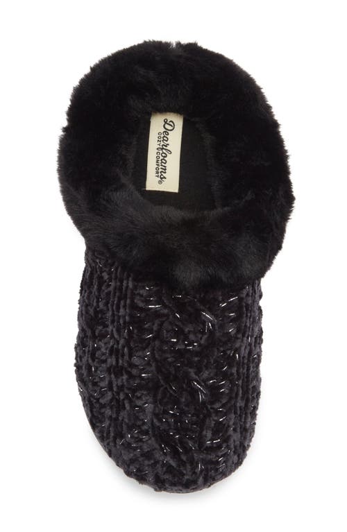 R.g. Barry Chenille Witj Faux Fur Collar Clog Slipper In Black
