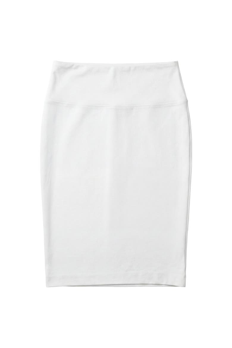 Ladies Long Ponte Pencil Skirt - Elastic Waist, Alternate, color, White