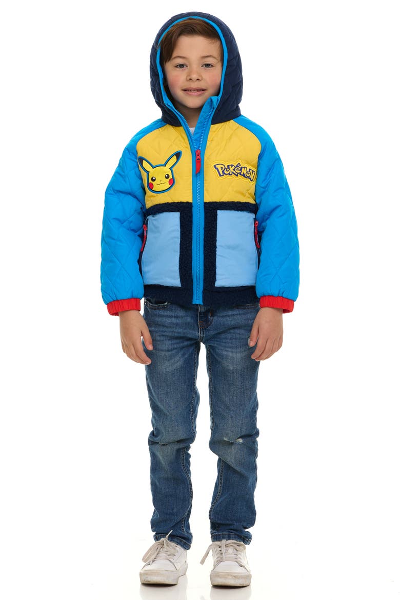 Pikachu Hooded Zip-Up Jacket, Alternate, color, Navy Yellow Pikachu