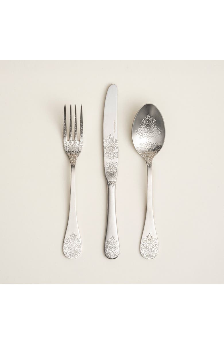 Zsa Zsa Zsu Dume Patterned Stainless Steel Dinner Knife Set of 4, Alternate, color, Silver