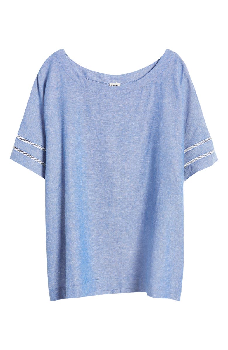 Anne Klein Ladder Stitch Detail Linen Blend Top, Alternate, color, 