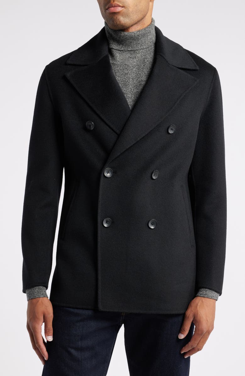 Nordstrom Double Breasted Wool Blend Peacoat, Alternate, color,
