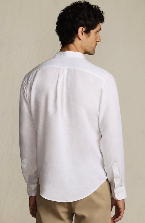 Lands' End Long Sleeve Linen Shirt In White