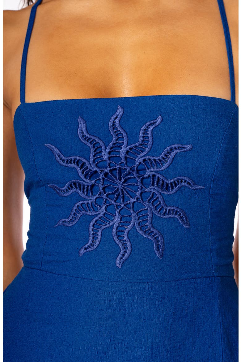Remi Embroidered Open Back Cover-Up Sundress, Alternate, color, BRIGHT BLUE