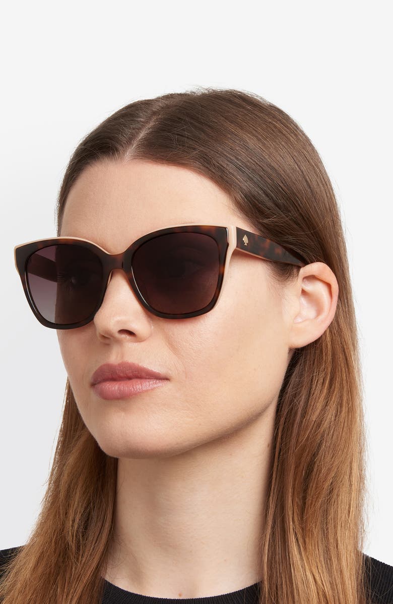 Kate Spade New York daesha 55mm polarized cat eye sunglasses, Alternate, color, Havana Pink/ Brown