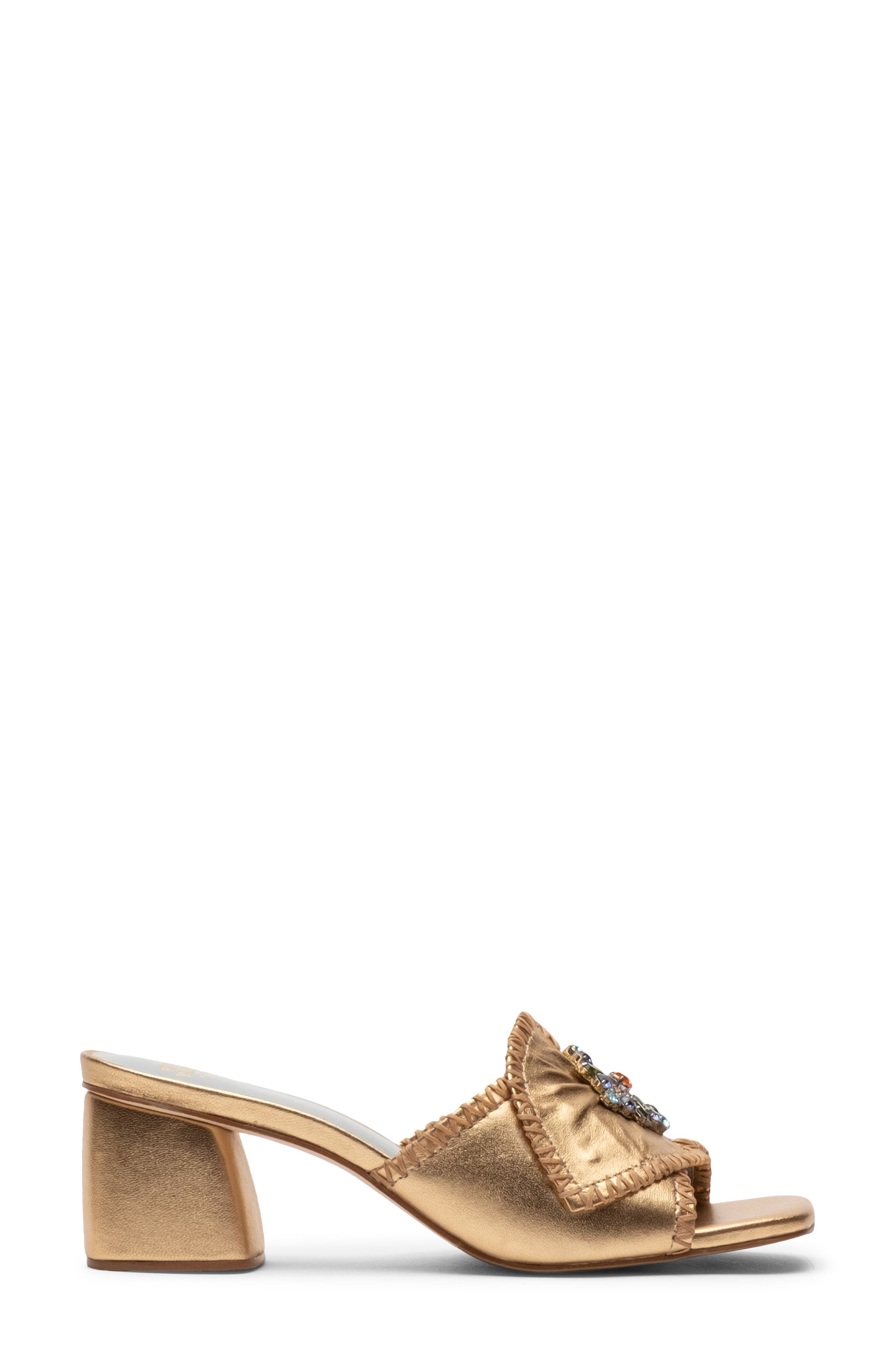 Frances Valentine Isa Faux Leather Slide Sandal, Alternate, color, Platino