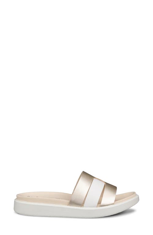 Ecco Flowt Oasis Slide Sandal In White/pure White Gold