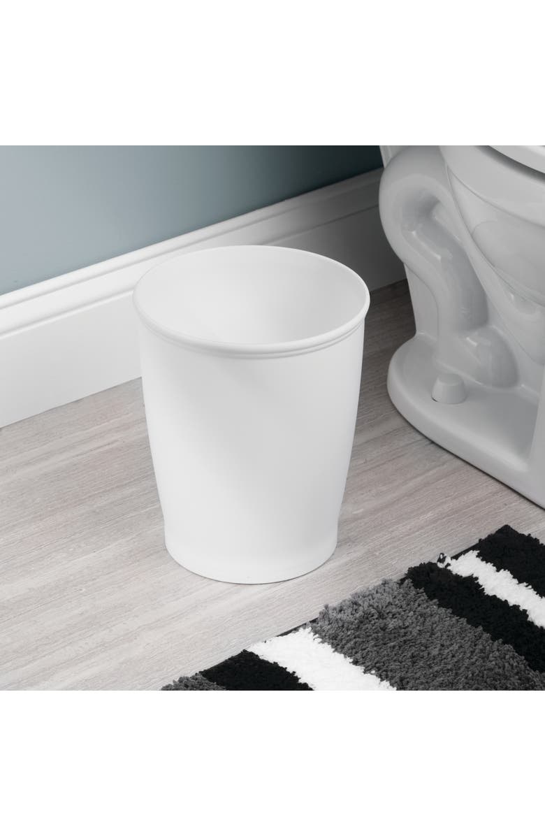 iDesign Kent Small Round Plastic Trash Can, 1.6 Gallon, 2-Pack, White, Alternate, color, White
