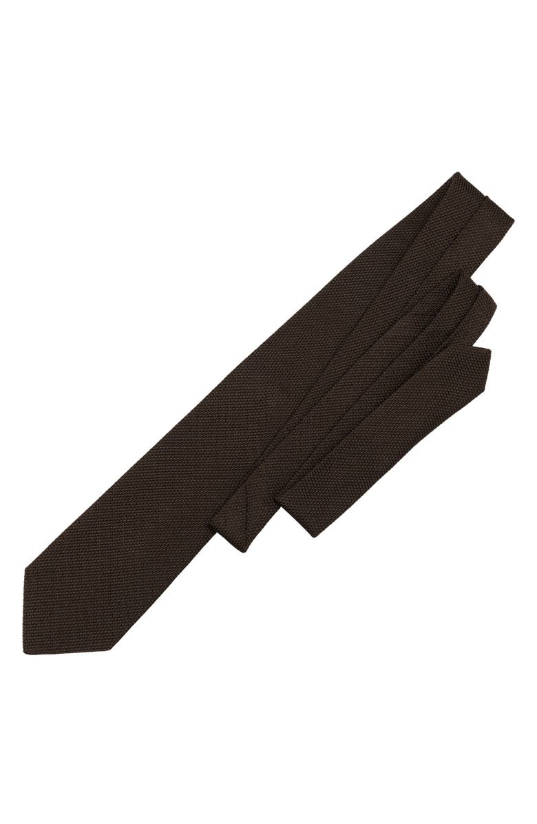 Elizabetta Mocha - Extra Long Silk Grenadine Tie for Men, Alternate, color, Dark Brown