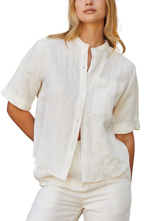 Line Short Sleeve Button-Up Shirt