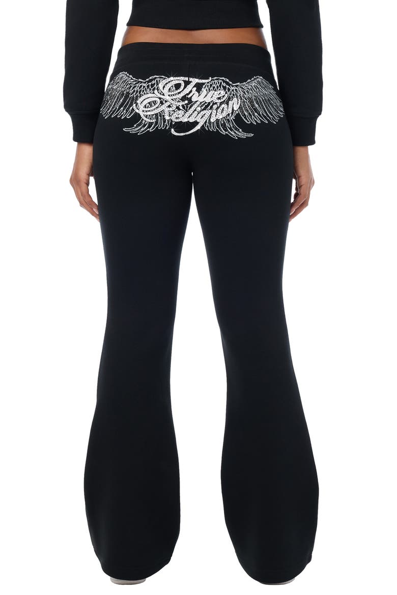 Crystal Wing Bootcut Pants, Alternate, color, JET BLACK