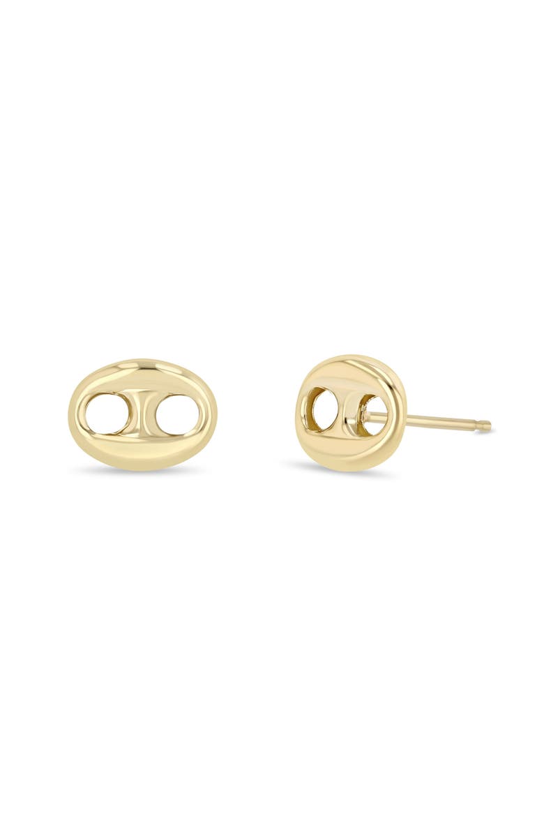 14K Gold Large Puffed Mariner Link Stud Earrings, Main, color, 14K YELLOW GOLD