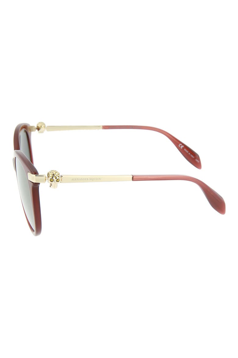 Alexander McQueen 53mm Oval Sunglasses, Alternate, color, SHINY MILKY BURGUNDY/ BRZ