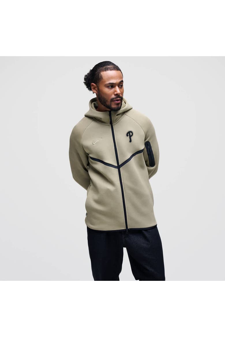 Men's Nike Tan Philadelphia Phillies Tech Fleece Raglan Full-Zip Windrunner Hoodie, Main, color, Tan