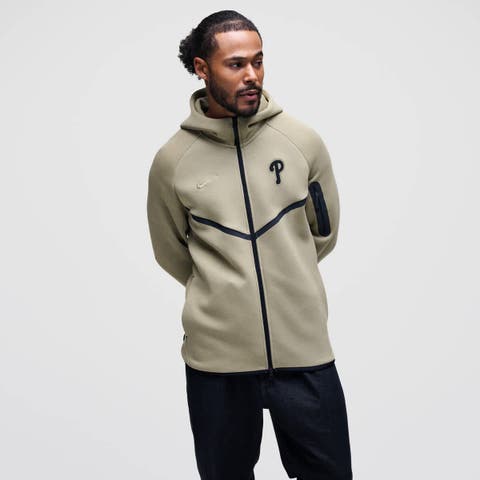Men's Nike Tan Philadelphia Phillies Tech Fleece Raglan Full-Zip Windrunner Hoodie